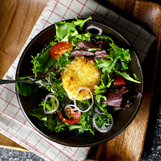 Warm, Crisp and A Little Melty Goat Cheese Salad Croutons