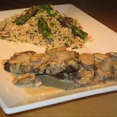 Ostrich Steaks With Mushroom Vanilla Sauce and Wild Rice With As