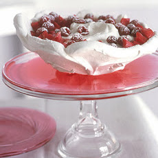 Rhubarb Raspberry Pavlova
