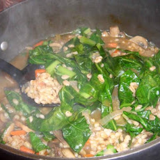 Mushroom Barley and Collards Soup