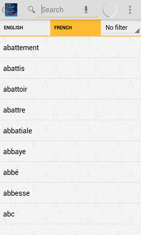 Android application Concise Oxford French Dict screenshort
