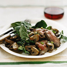 Steak with Arugula and Balsamic Mushrooms