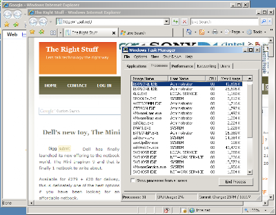 Multiple Process for IE Windows.
