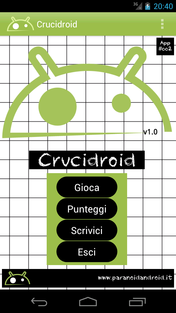 Android application Crucidroid italian crosswords screenshort