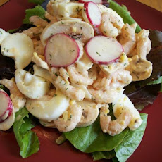 German Shrimp Salad over Greens