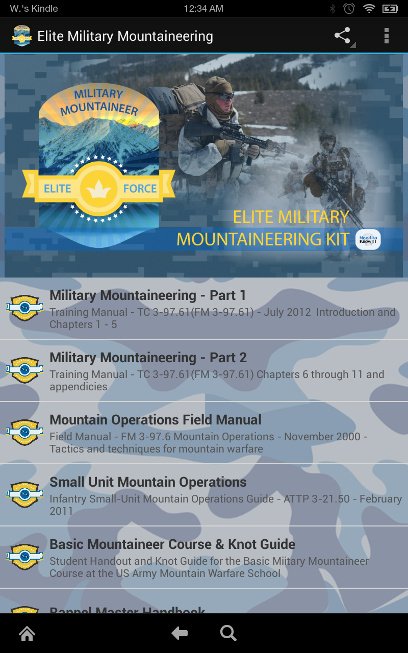 Android application Elite Military Mountaineer screenshort