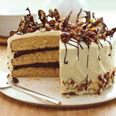 Almond Praline Cake with Mascarpone Frosting and Chocolate Bark
