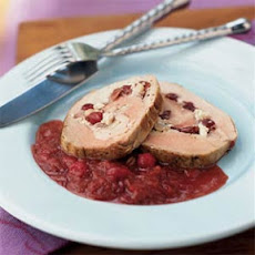 Stuffed Pork Loin with Caramelized Onion-Cranberry Sauce