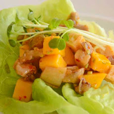 Mango, Roasted Eggplant and Tofu Lettuce Cups