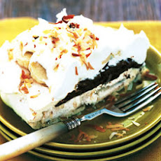 Coconut Pavlova Wth Chocolate Mousse and Bananas