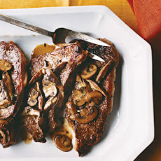 Pan-Seared Strip Steak with Mushrooms