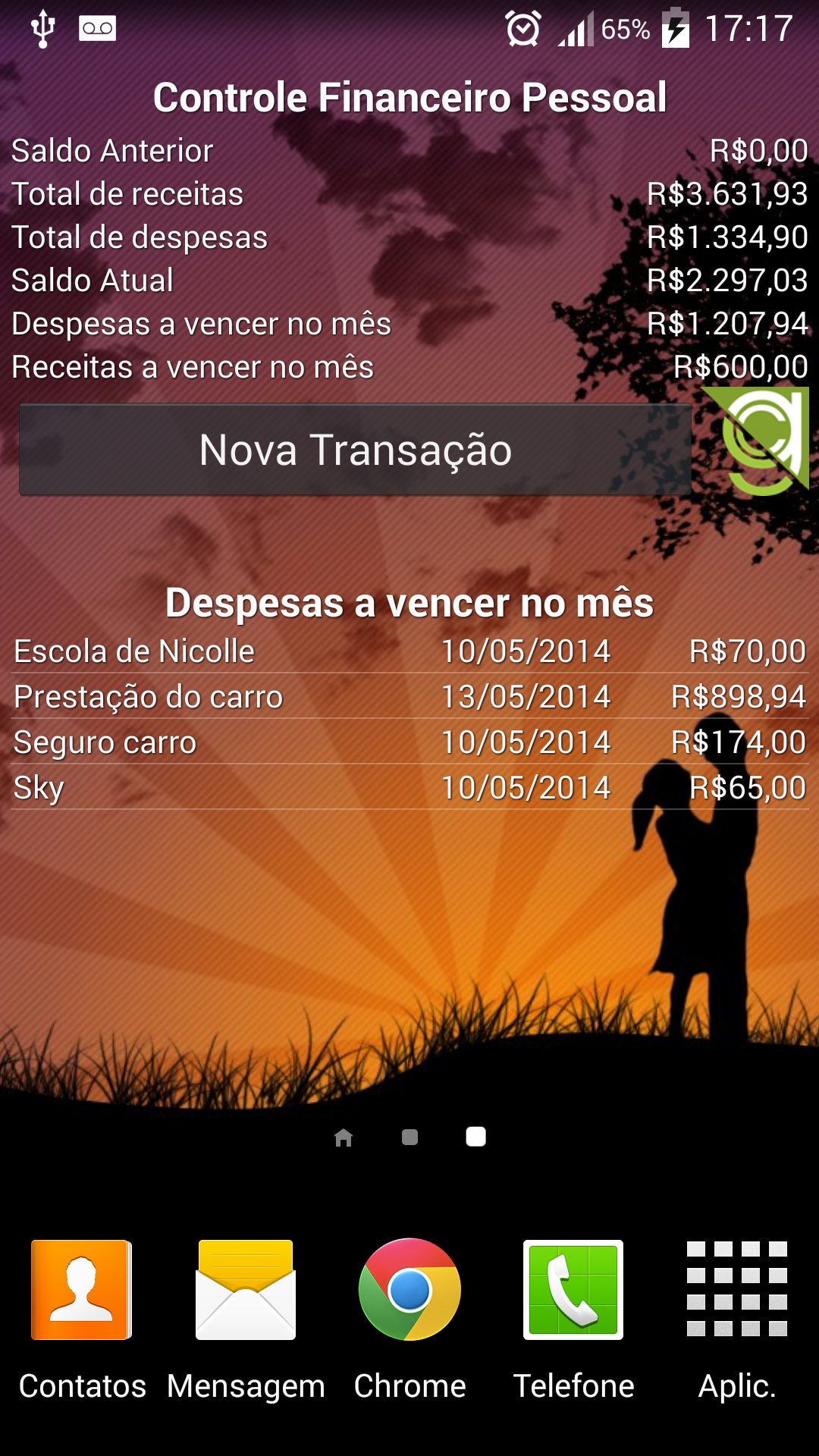 Android application Personal Finances App screenshort
