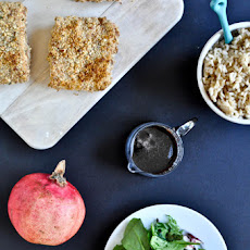 Roasted Almond Crusted Salmon with a Pomegranate Glaze