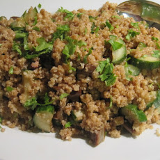 Miso Quinoa Pilaf with Grilled Cucumber, Eggplant and Soy Dressing