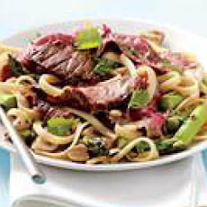 Skirt Steak with Garlic-Ginger Noodles