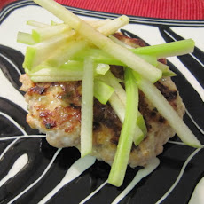 Firecracker Burgers with Green Apple and Celery Salad and Thai Basil vinaigrette