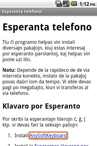 Esperanto en la telefono