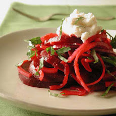 Beet and Red Onion Salad with Ricotta-Provolone Topping