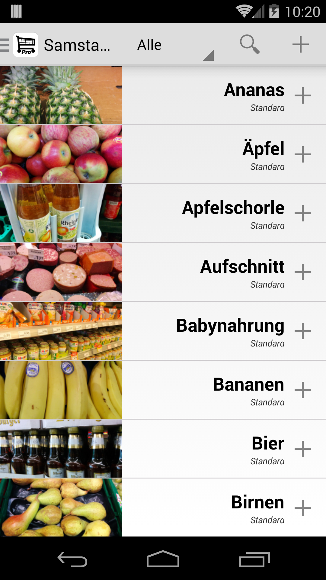 Android application Little Shoppinglist Pro screenshort