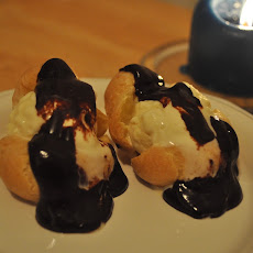 Profiteroles With Cinnamon Ice Cream, Apple Butter & Ganache