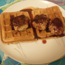 Savory Sour Cream and Chive Waffles With Sausage and Lingonberry