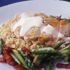 Lemon Cream Chicken with Champagne Risotto and Asparagus
