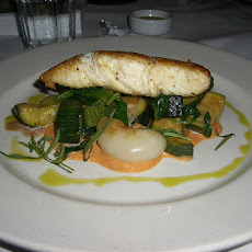 Seared Halibut W/ Haricots Vert, Scallions and White Wine Sauce