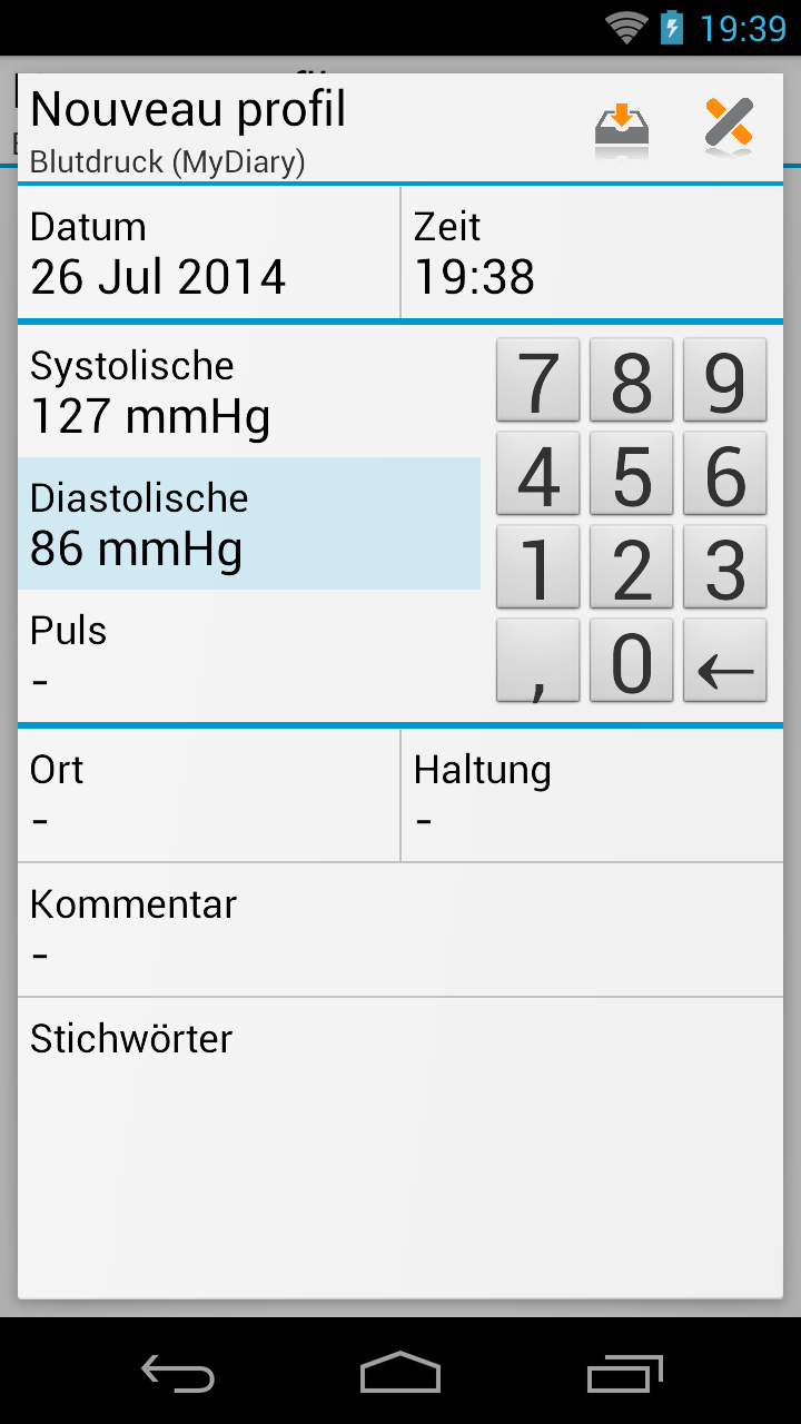 Android application Blood Pressure Log - MyDiary screenshort