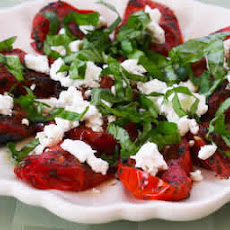 Quick Roasted Tomatoes with Basil and Goat Cheese