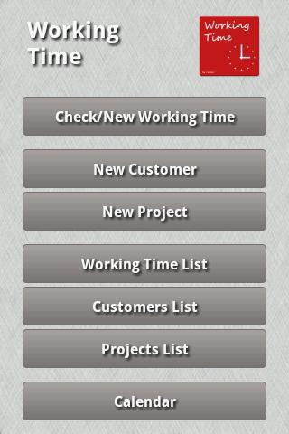 Android application Working Time screenshort