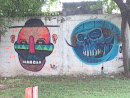 Mexican Clown and Blue Skull Mural