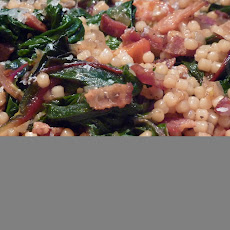 Swiss Chard Bacon Saute with Pasta (Italy For Almost Free)