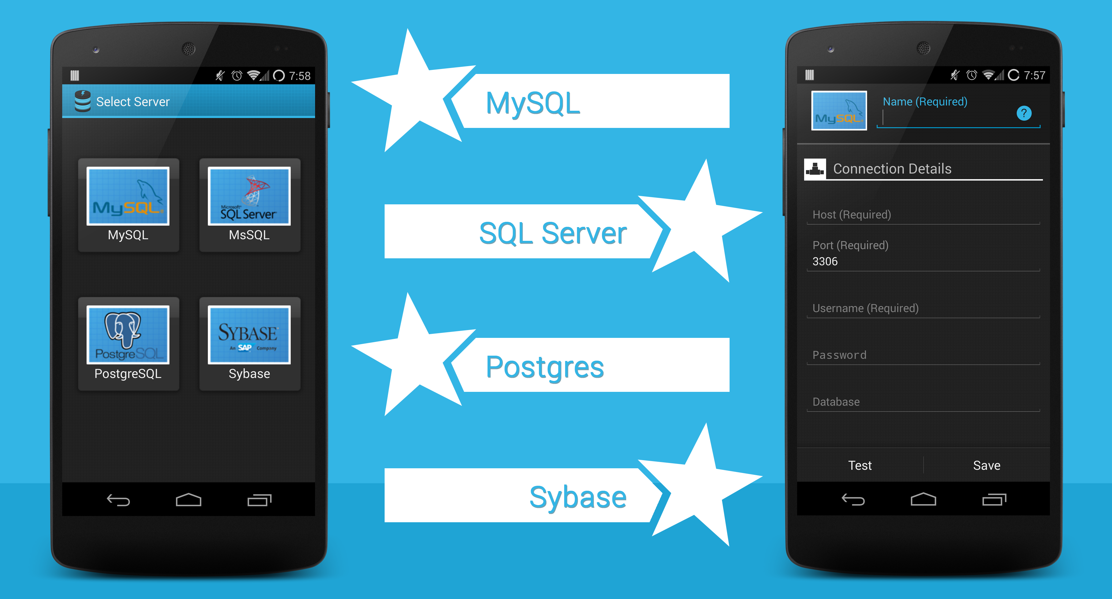 Android application Connect2SQL: A SQL Client screenshort