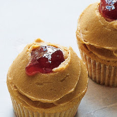 Peanut Butter Cupcakes with Peanut Butter Frosting and Jelly