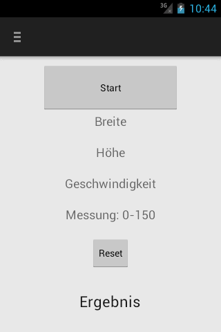 Android application Beschleunigungsmesser screenshort
