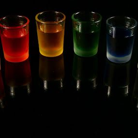 Rainbow Shots by Sondra Sarra - Artistic Objects Other Objects ( orange, reflection, red, glasses, purple, blue, colorful, green, glass, yellow, black, six )