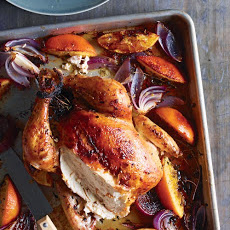 Garlic-Butter Rubbed Chicken with Roasted Oranges and Red Onions