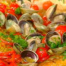 Orange Roughy with Sweet and Hot Peppers and Manila Clams