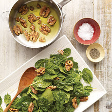 Baby Spinach with Warm Olive Oil and Walnuts