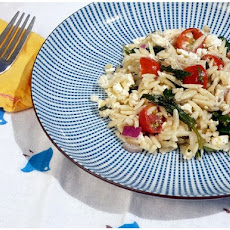 Orzo Salad with Cherry Tomatoes, Feta, Spinach and Mint