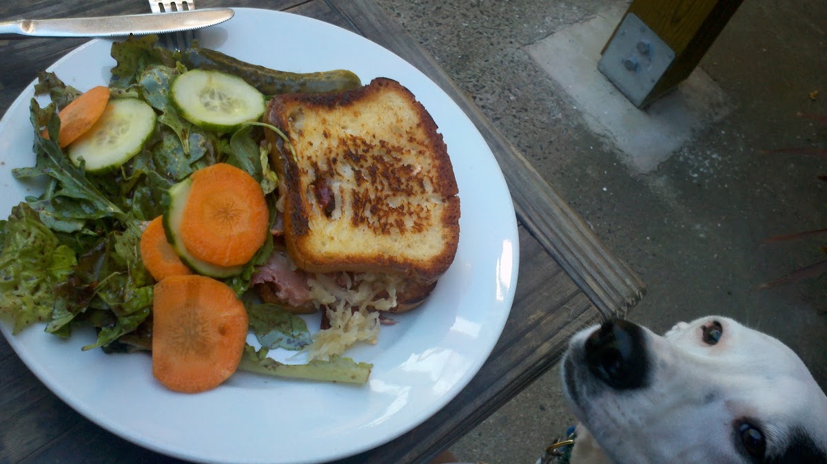 reuben on Gf bread w/ house salad. did i mention the patio is dog-friendly?