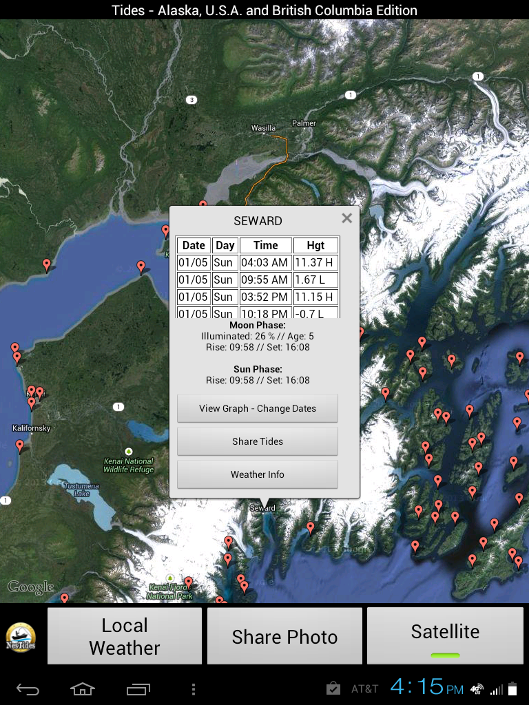 Android application Alaska Tides &amp; Tide Charts screenshort