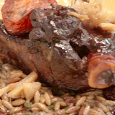 Oven Roasted Lamb Shanks with Roasted Tomatoes and Toasted Orzo