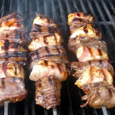 Best Ever  Skirt Steak and Bacon Wrapped Chicken Kabobs