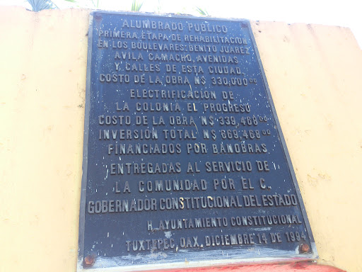 Placa De Inaguaracion  Av Avila Camacho