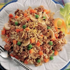 Lemony Beef and Barley with Sugar Snap Peas