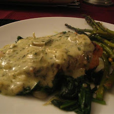 Seared Salmon on Baby Spinach