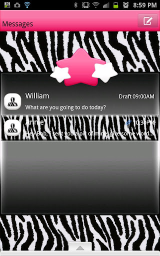 GO SMS - Zebra Pink Star