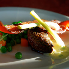 Lambs Liver with Pickled Spring Onions, Speck with Peas & Carrots