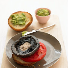 Portobello Mushroom Burger with Spicy Avocado Sauce